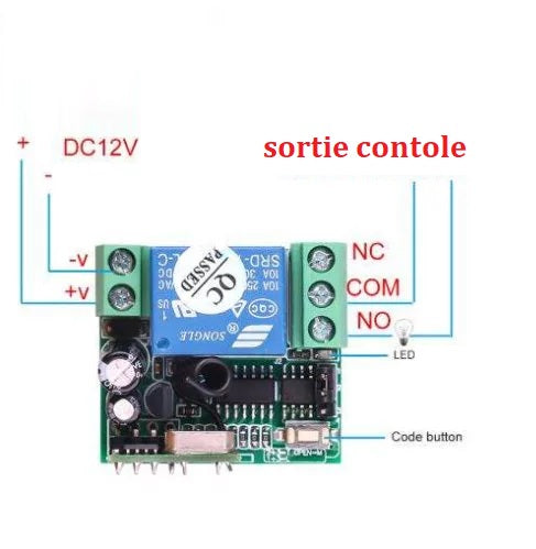 kit récepteur avec 02 télécommandes pour commandes les portes de garage,