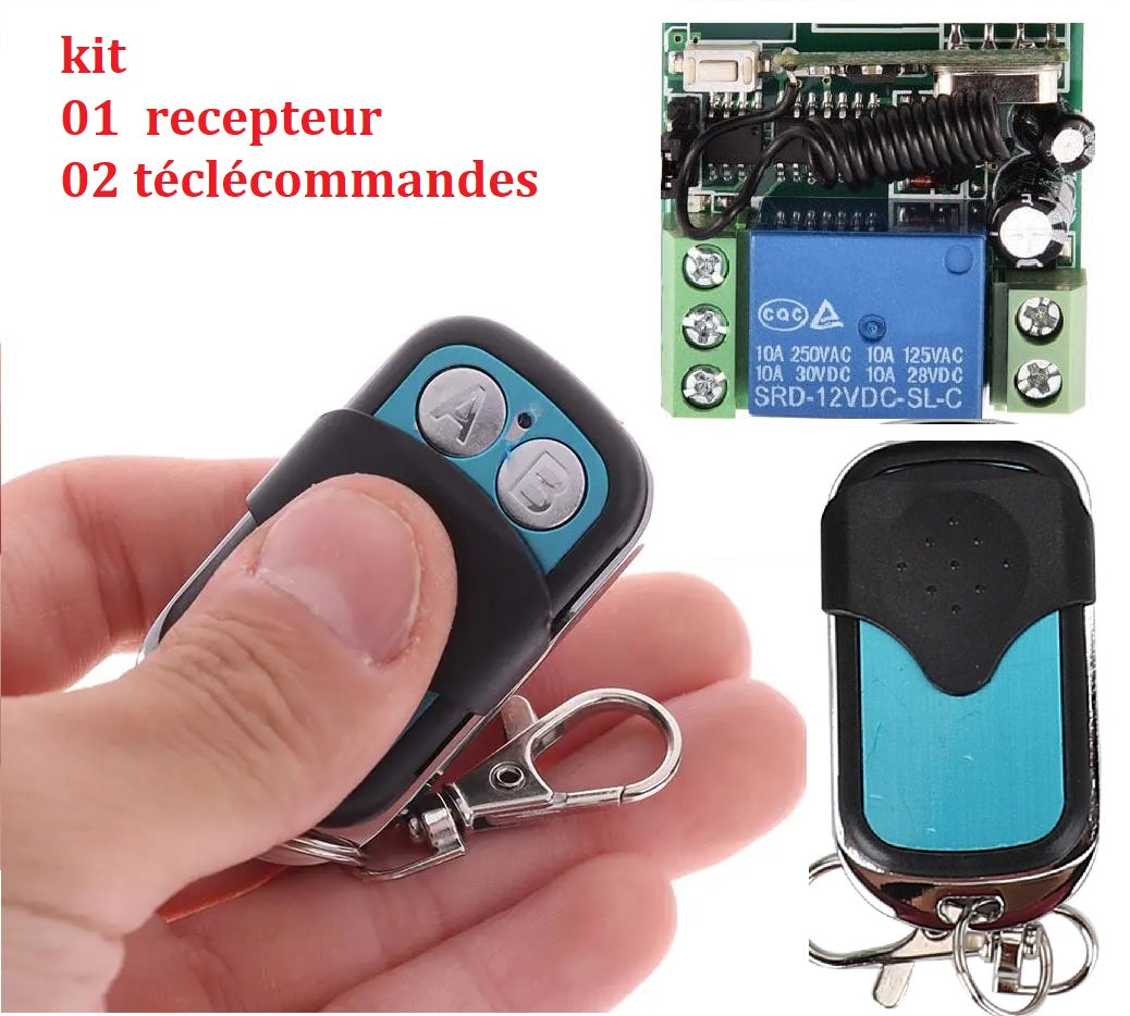 kit récepteur avec 02 télécommandes pour commandes les portes de garage,